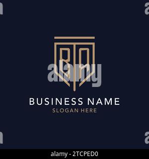 BA initial logo monogram with simple luxury shield icon design inspiration Stock Vector