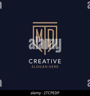 MD initial logo monogram with simple luxury shield icon design inspiration Stock Vector
