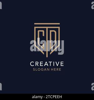 CD initial logo monogram with simple luxury shield icon design inspiration Stock Vector