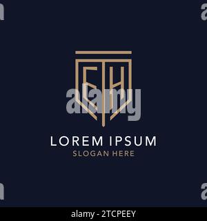 EH initial logo monogram with simple luxury shield icon design inspiration Stock Vector