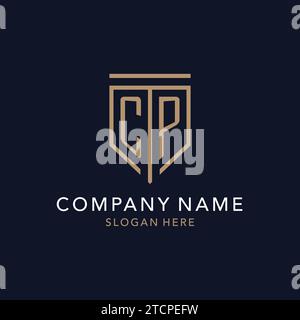 CP initial logo monogram with simple luxury shield icon design inspiration Stock Vector
