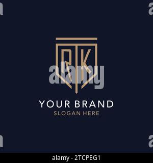 RK initial logo monogram with simple luxury shield icon design inspiration Stock Vector