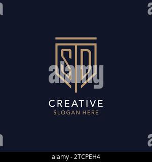 SD initial logo monogram with simple luxury shield icon design inspiration Stock Vector