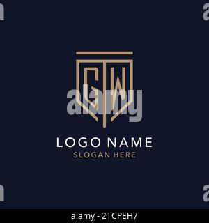 GW initial logo monogram with simple luxury shield icon design inspiration Stock Vector