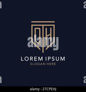 OH initial logo monogram with simple luxury shield icon design inspiration Stock Vector