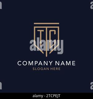 TC initial logo monogram with simple luxury shield icon design inspiration Stock Vector