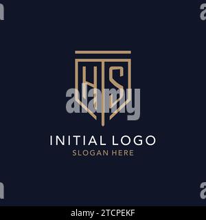 HS initial logo monogram with simple luxury shield icon design inspiration Stock Vector
