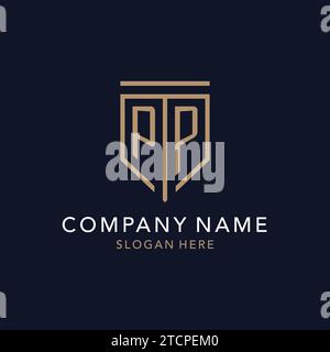 PP initial logo monogram with simple luxury shield icon design inspiration Stock Vector