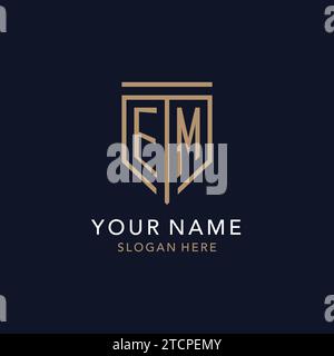 EM initial logo monogram with simple luxury shield icon design inspiration Stock Vector