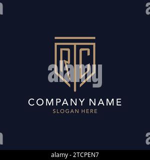RC initial logo monogram with simple luxury shield icon design inspiration Stock Vector