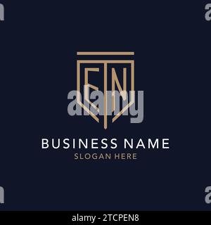 EN initial logo monogram with simple luxury shield icon design inspiration Stock Vector