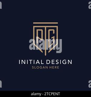 PG initial logo monogram with simple luxury shield icon design inspiration Stock Vector