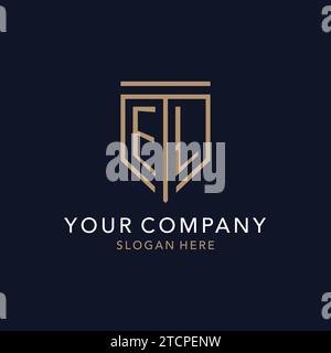 EL initial logo monogram with simple luxury shield icon design inspiration Stock Vector