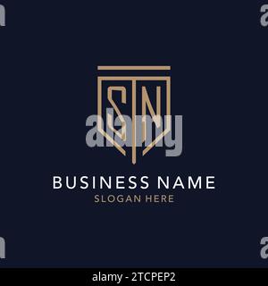 SN initial logo monogram with simple luxury shield icon design inspiration Stock Vector