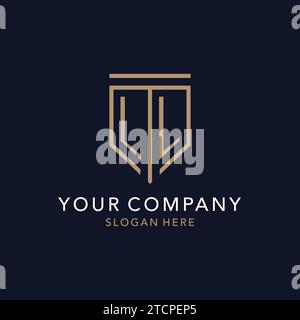 LL initial logo monogram with simple luxury shield icon design inspiration Stock Vector