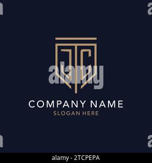 JC initial logo monogram with simple luxury shield icon design inspiration Stock Vector
