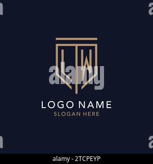 LW initial logo monogram with simple luxury shield icon design inspiration Stock Vector