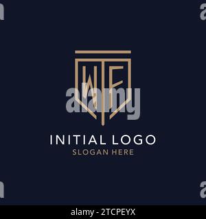 WF initial logo monogram with simple luxury shield icon design inspiration Stock Vector