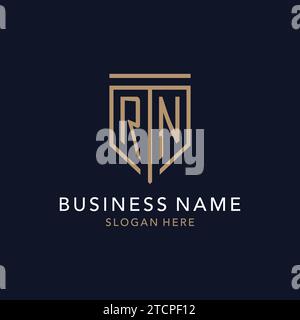 RN initial logo monogram with simple luxury shield icon design inspiration Stock Vector