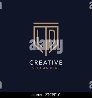 LD initial logo monogram with simple luxury shield icon design inspiration Stock Vector