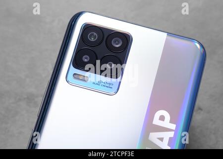 HCMC, VN - Dec 2023. Many types of Smartphone camera lens design Stock Photo