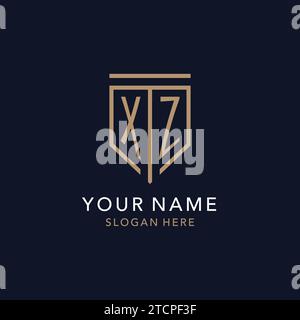 XZ initial logo monogram with simple luxury shield icon design inspiration Stock Vector