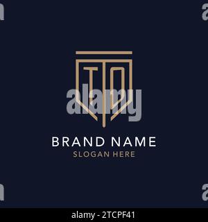 TO initial logo monogram with simple luxury shield icon design inspiration Stock Vector