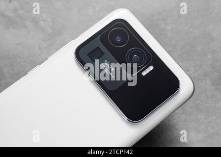 HCMC, VN - Dec 2023. Many types of Smartphone camera lens design Stock Photo