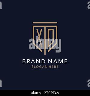 XO initial logo monogram with simple luxury shield icon design inspiration Stock Vector