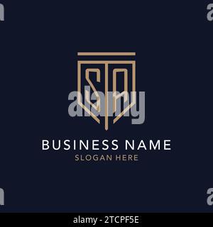 SA initial logo monogram with simple luxury shield icon design inspiration Stock Vector