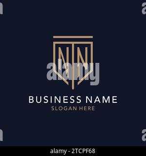 NN initial logo monogram with simple luxury shield icon design inspiration Stock Vector
