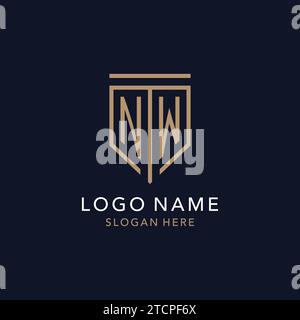 NW initial logo monogram with simple luxury shield icon design inspiration Stock Vector