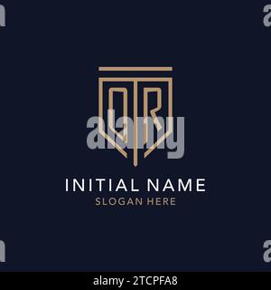 OR initial logo monogram with simple luxury shield icon design inspiration Stock Vector