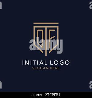 OF initial logo monogram with simple luxury shield icon design inspiration Stock Vector
