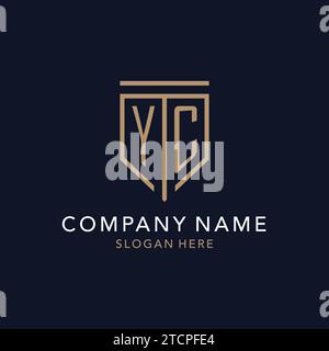 YC initial logo monogram with simple luxury shield icon design inspiration Stock Vector