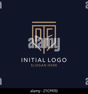 PF initial logo monogram with simple luxury shield icon design inspiration Stock Vector