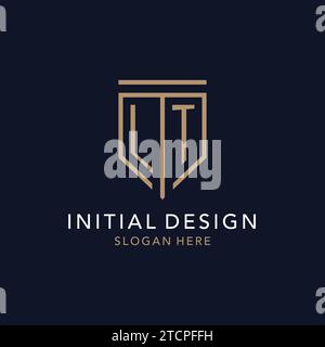 LT initial logo monogram with simple luxury shield icon design inspiration Stock Vector