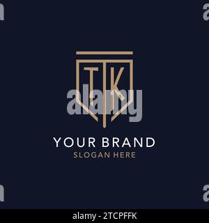 TK initial logo monogram with simple luxury shield icon design inspiration Stock Vector