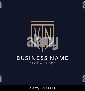 VN initial logo monogram with simple luxury shield icon design inspiration Stock Vector
