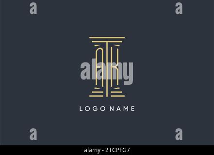 AK initial monogram with pillar shape logo design inspiration Stock Vector
