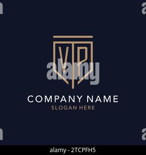 VP initial logo monogram with simple luxury shield icon design inspiration Stock Vector