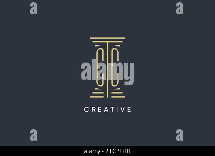 CC initial monogram with pillar shape logo design inspiration Stock Vector