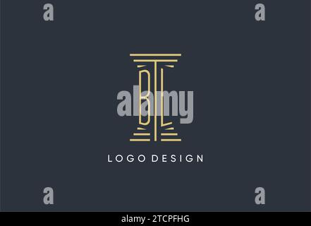 BL initial monogram with pillar shape logo design inspiration Stock Vector