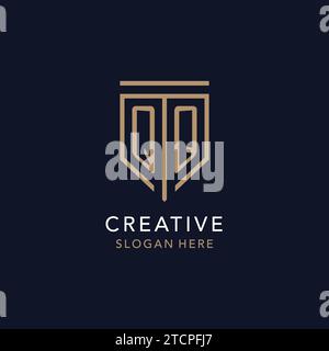 QQ initial logo monogram with simple luxury shield icon design inspiration Stock Vector