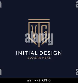 VG initial logo monogram with simple luxury shield icon design inspiration Stock Vector