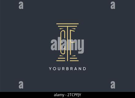 CF initial monogram with pillar shape logo design inspiration Stock Vector