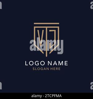 VJ initial logo monogram with simple luxury shield icon design inspiration Stock Vector