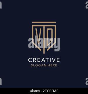 VQ initial logo monogram with simple luxury shield icon design inspiration Stock Vector