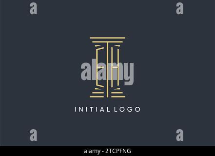 EH initial monogram with pillar shape logo design inspiration Stock Vector
