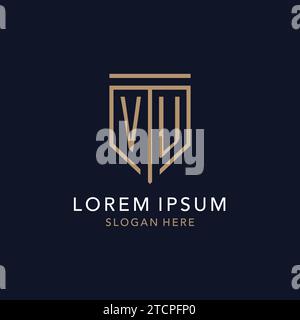 VU initial logo monogram with simple luxury shield icon design inspiration Stock Vector